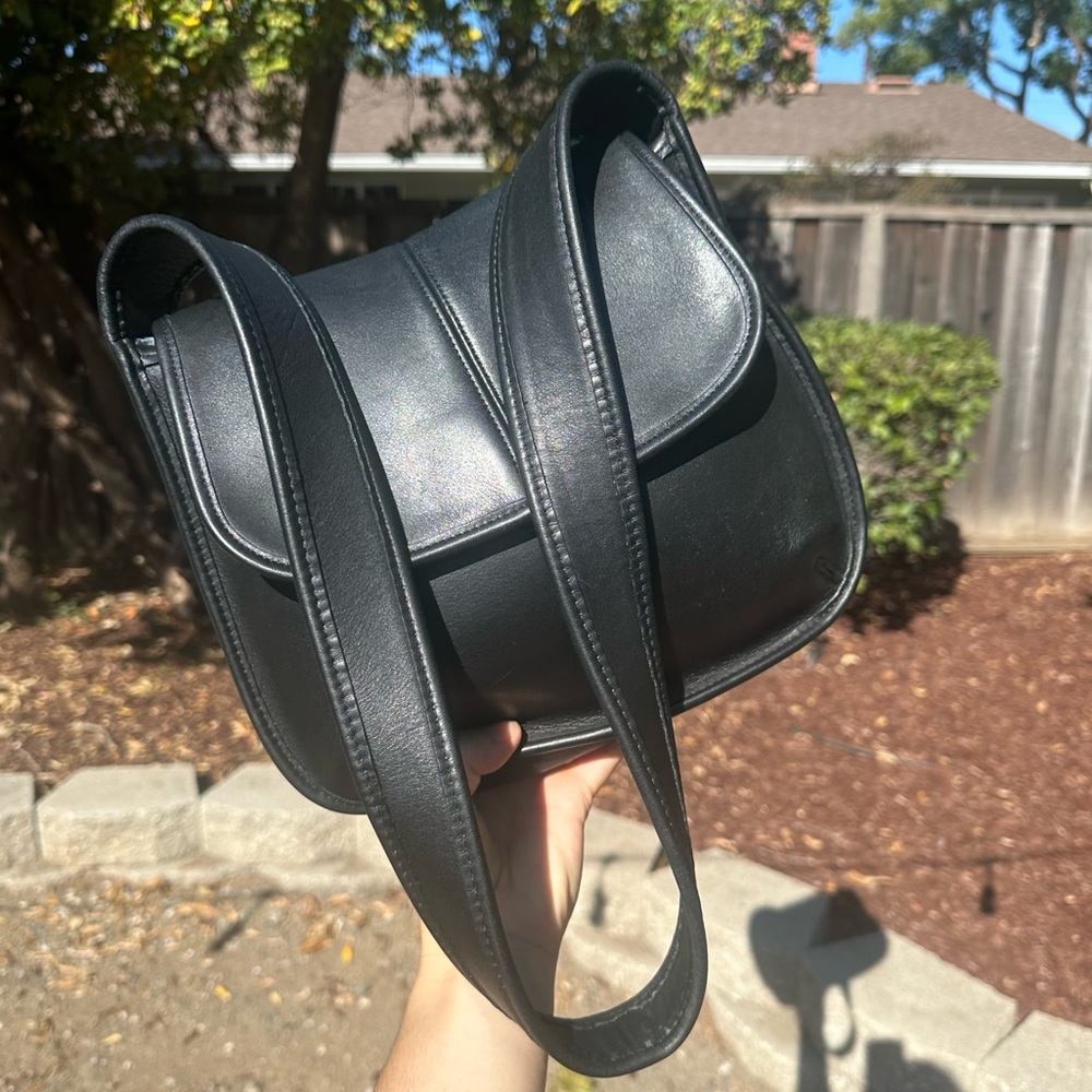 VINTAGE COACH Ergo Flap Black Purse Bag # 9034